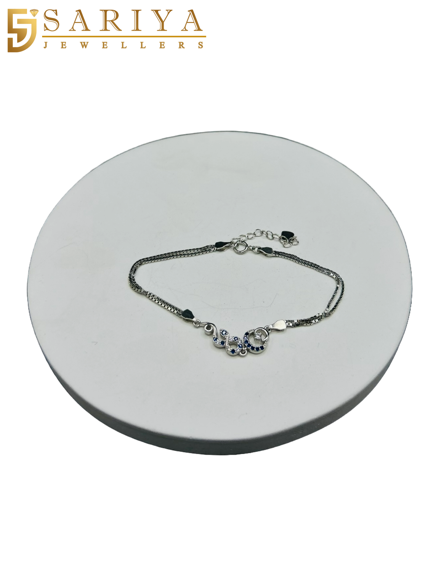 925 sterling silver floral CZ dual chain bracelet for women

