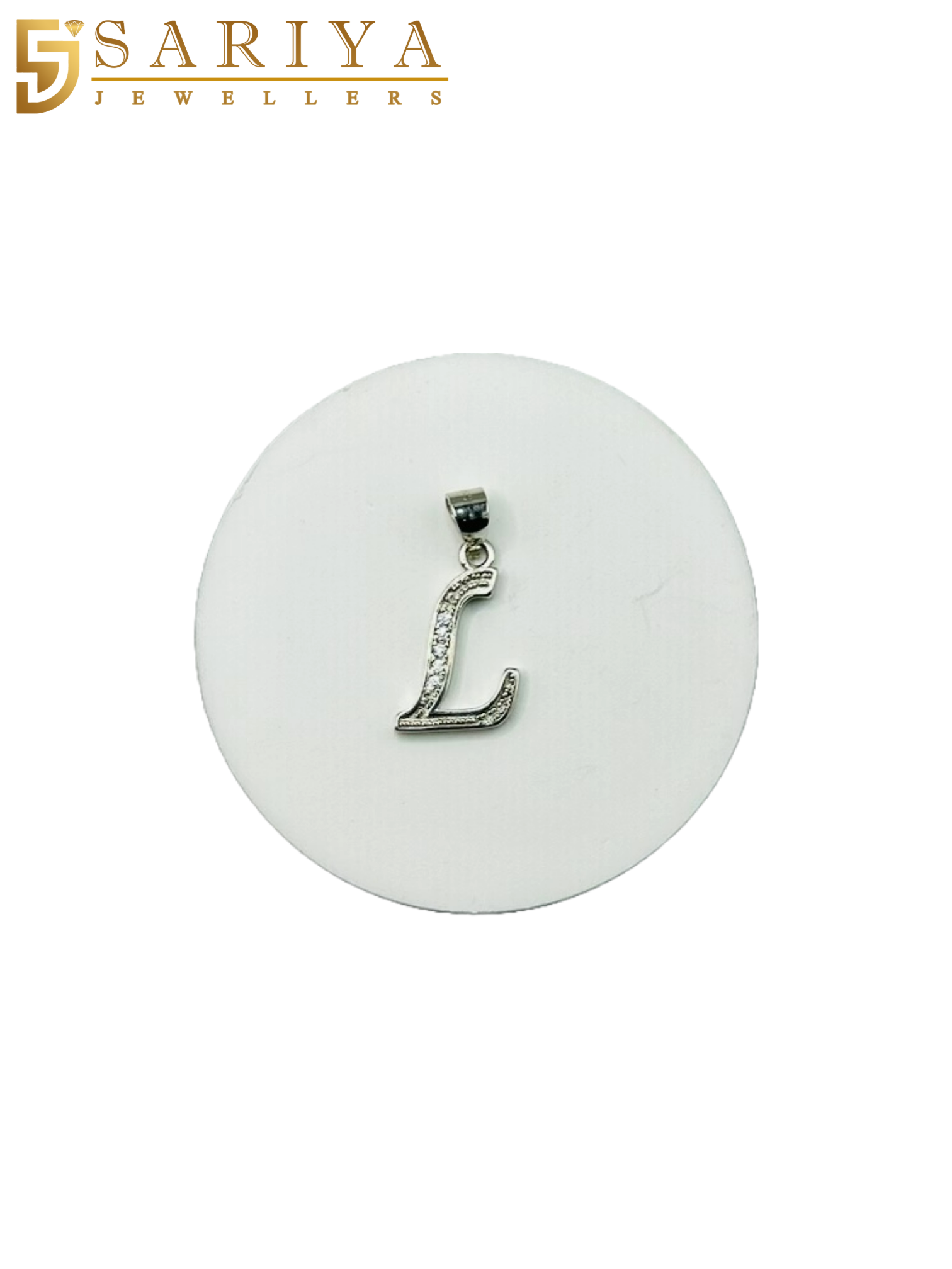 925 Sterling Silver "L" Letter Alphabet Pendant with Cubic Zirconia CZ Stone for Men/Women/Boys/Girls