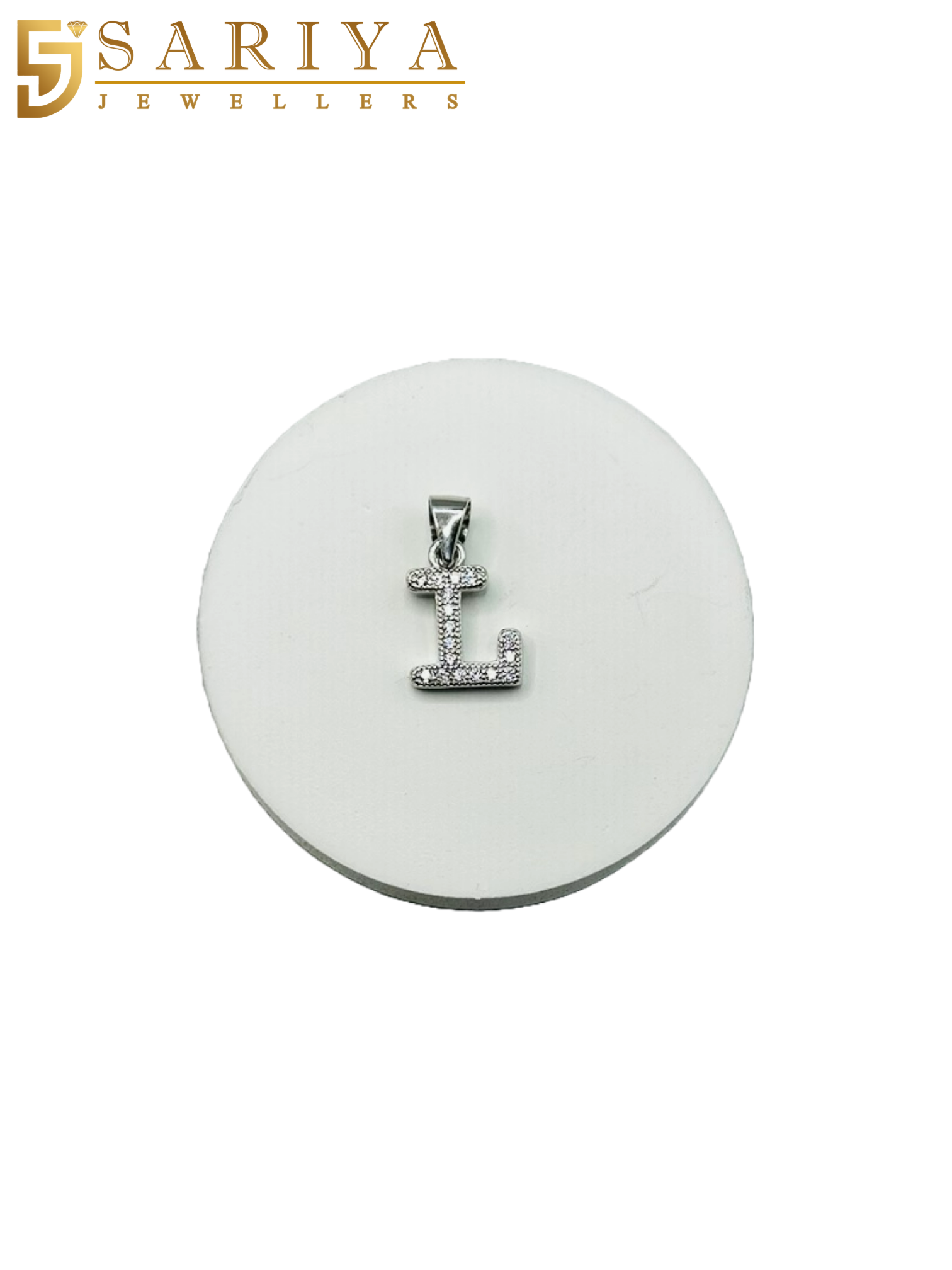 925 Sterling Silver "L" Letter Alphabet Pendant with Cubic Zirconia CZ Stone for Men/Women/Boys/Girls