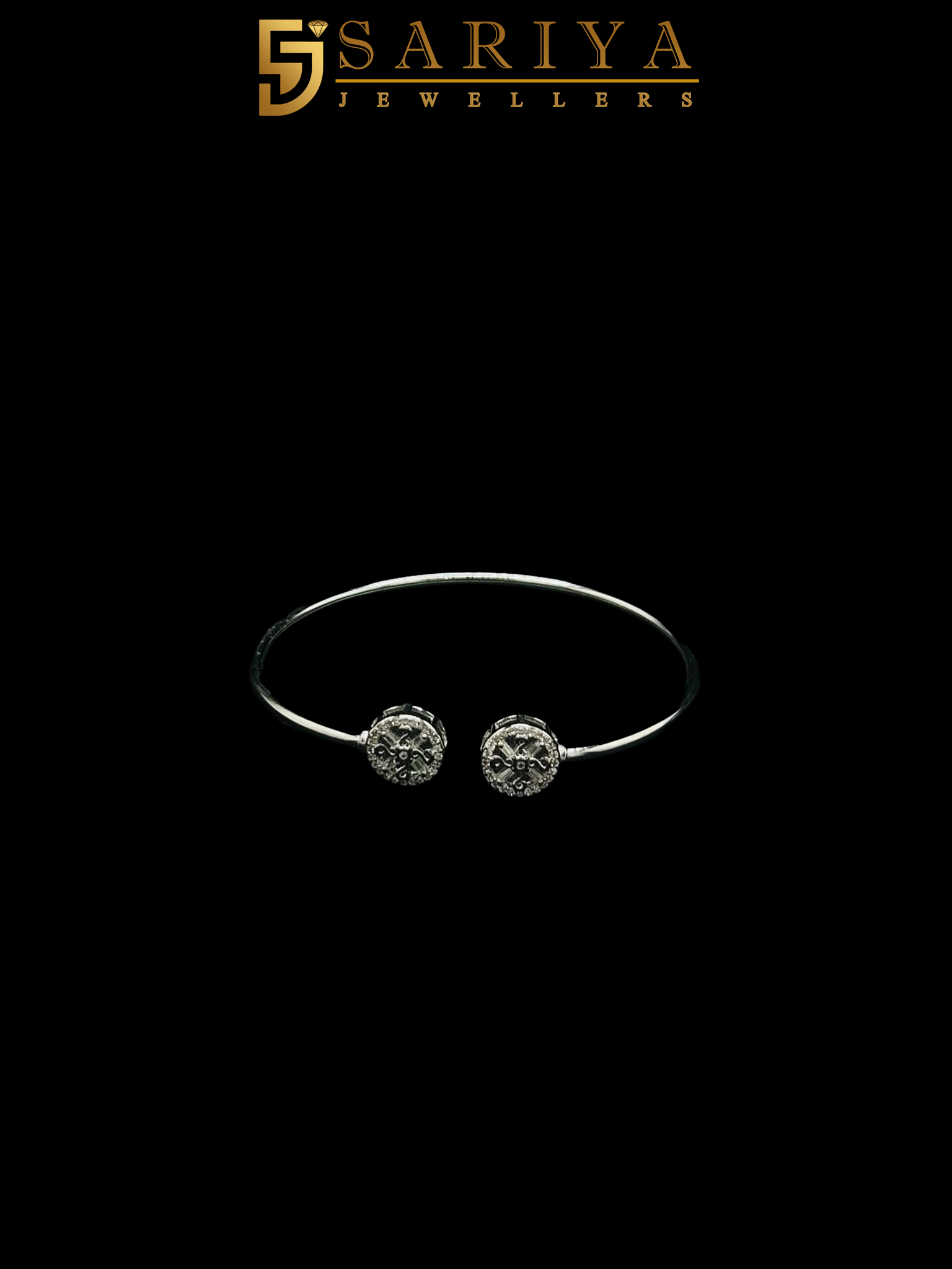 925 Silver Open Kada with CZ Stones for Women

