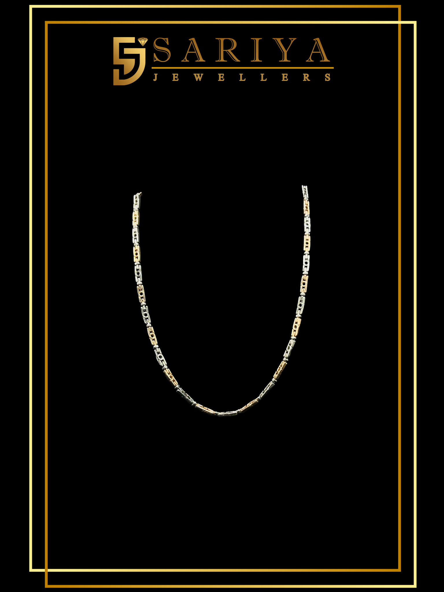 Two Tone 925 Sterling Silver Men’s Chain with Rose Gold Polish – Premium Stylish Jewelry for Men
