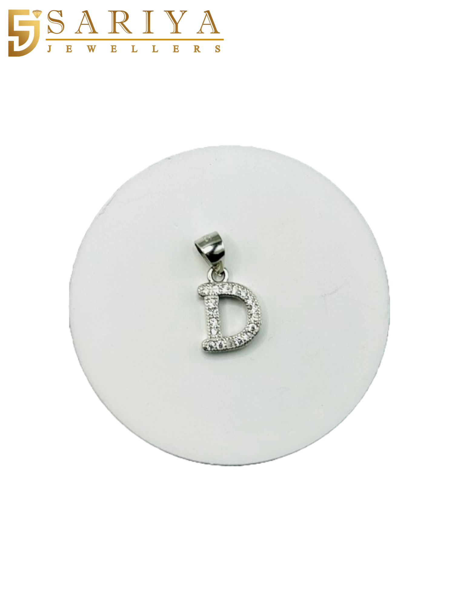 925 Sterling Silver "D" Letter Alphabet Pendant with Cubic Zirconia CZ Stone for Men/Women/Boys/Girls