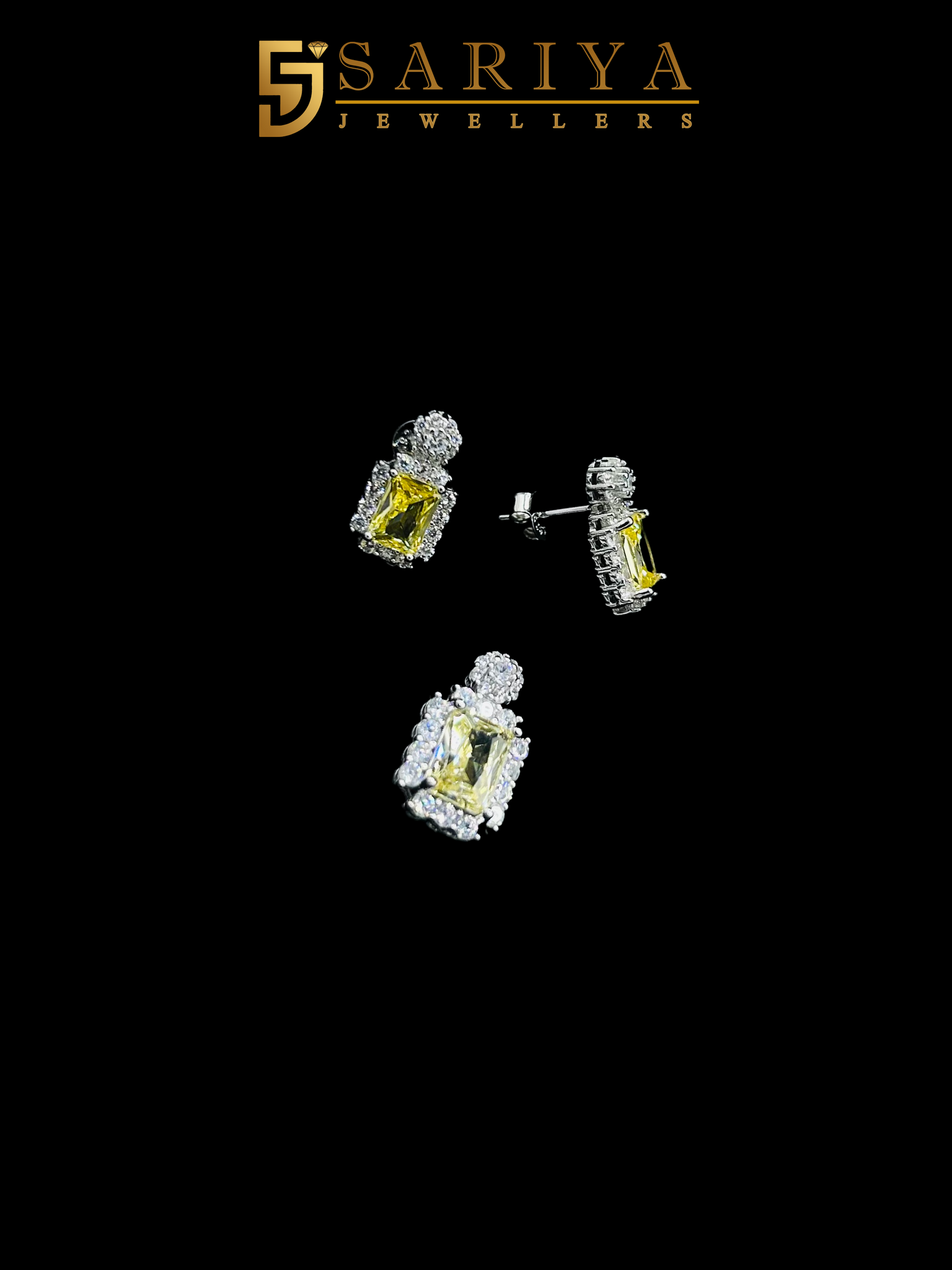 Best  Silver Yellow Stone Pendant With Earrings