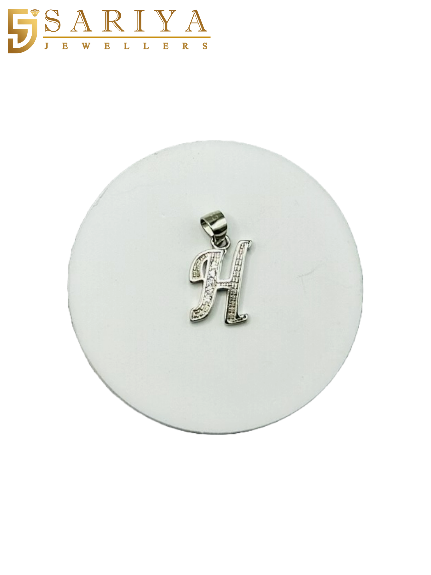 925 Sterling Silver "H" Letter Alphabet Pendant with Cubic Zirconia CZ Stone for Men/Women/Boys/Girls