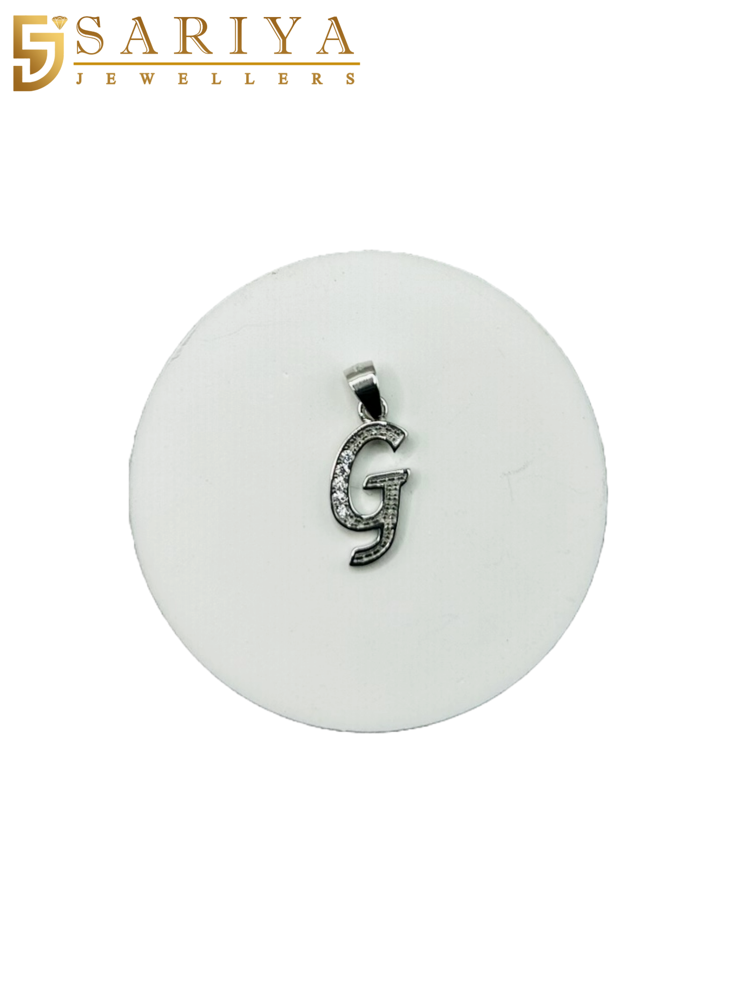 925 Sterling Silver "G" Letter Alphabet Pendant with Cubic Zirconia CZ Stone for Men/Women/Boys/Girls