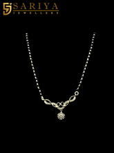 Elegant 925 Silver Mangalsutra With CZ Detailing And Black Beads

