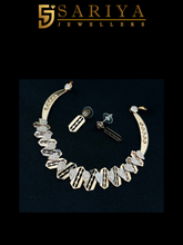 925 sterling silver rose gold necklace and earrings set with leaf design

