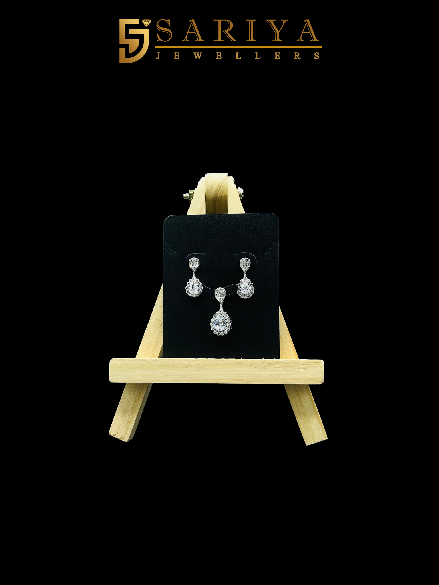 925 Sterling Stone Drop pendant  With Earrings Set