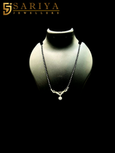 Elegant 925 Silver Mangalsutra With CZ Detailing And Black Beads

