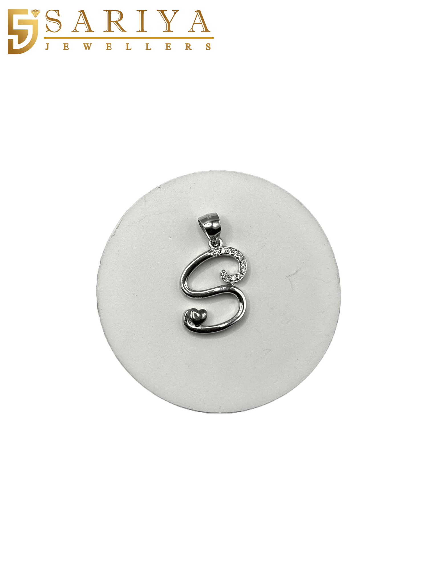 925 Sterling Silver "S" Letter Alphabet Pendant with Cubic Zirconia CZ Stone for Men/Women/Boys/Girls